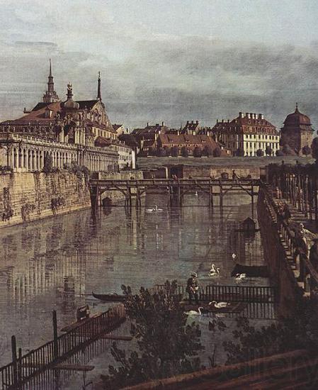 Bernardo Bellotto Ansicht von Dresden, Der alte Wassergraben des Zwingers, von der Orangerie Richtung Stadt aus gesehen Norge oil painting art